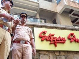 Police personnel stand guard at Satguru Sharan building after an intruder attacked Actor Saif Ali Khan, in Mumbai on January 16, 2025 | Photo Credit: ANI