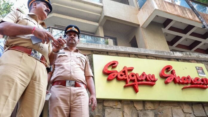 Saif Ali Khan, Police personnel stand guard at Satguru Sharan building after an intruder attacked Actor Saif Ali Khan, in Mumbai on January 16, 2025 | Photo Credit: ANI