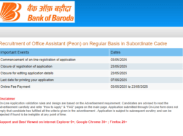 Bank of Baroda Peon Recruitment 2025